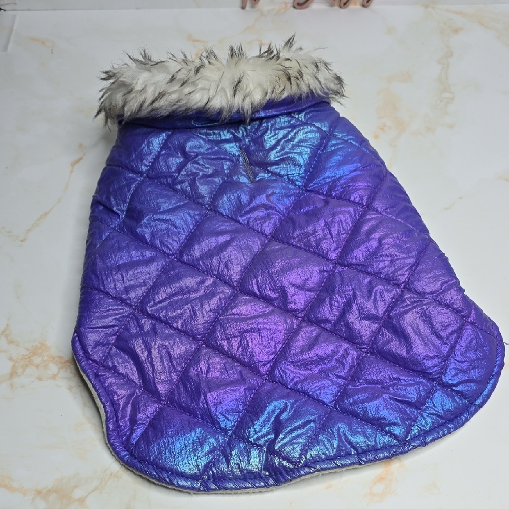 Iridescent Purple Quilted Pet Jacket L